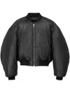 Marc Jacobs Leather Bomber Jacket In Black