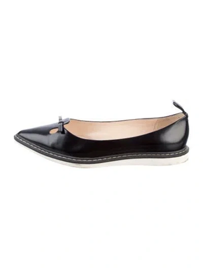 Pre-owned Marc Jacobs Leather Bow Accents Ballet Flats In Silver