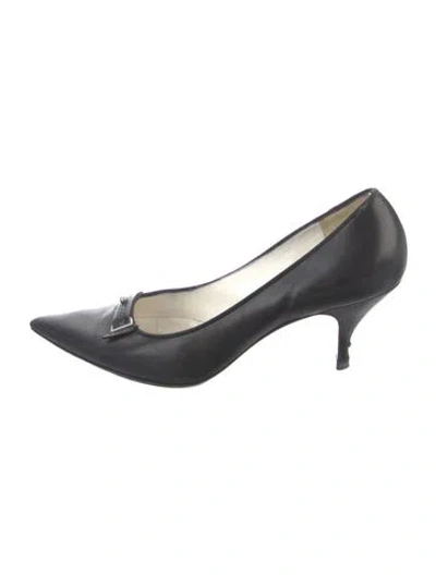 Pre-owned Marc Jacobs Leather Bow Accents Pumps In Black