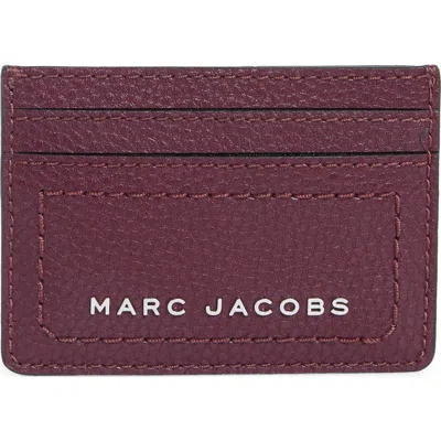 Marc Jacobs Leather Card Case In Dark Plum