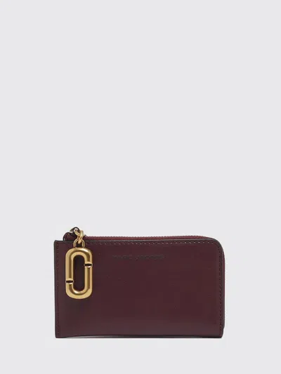 Marc Jacobs Leather Card Holder With A Zip Closure And Four Card Slots In Dark
