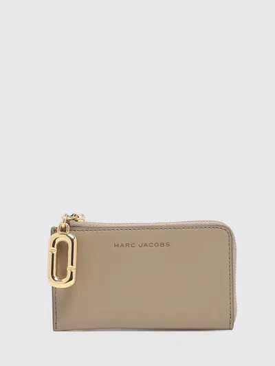 Marc Jacobs Leather Card Holder With A Zip Closure And Four Card Slots In White