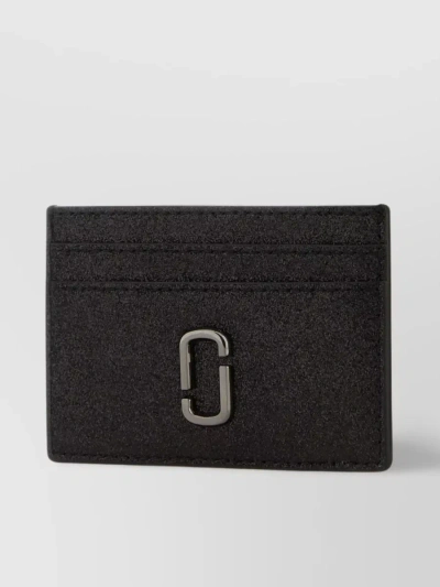 MARC JACOBS LEATHER CARD HOLDER WITH TEXTURED GLITTER FINISH