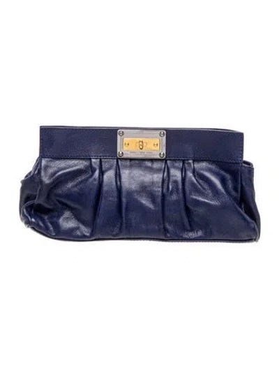 Pre-owned Marc Jacobs Leather Clutch In Blue