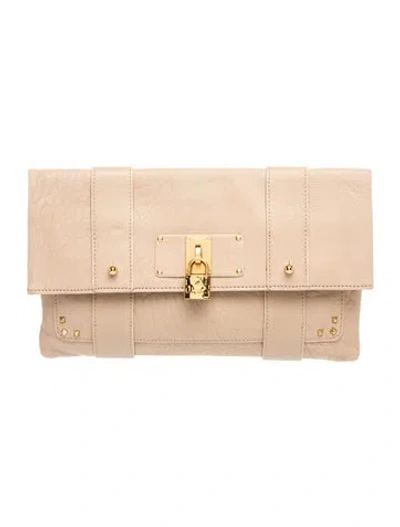 Pre-owned Marc Jacobs Leather Clutch In Neutral