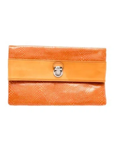 Pre-owned Marc Jacobs Leather Clutch In Orange