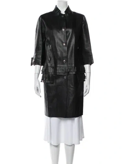 Pre-owned Marc Jacobs Leather Coat In Black