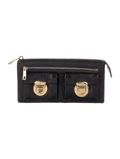 Pre-owned Marc Jacobs Leather Coin Pouch In Black