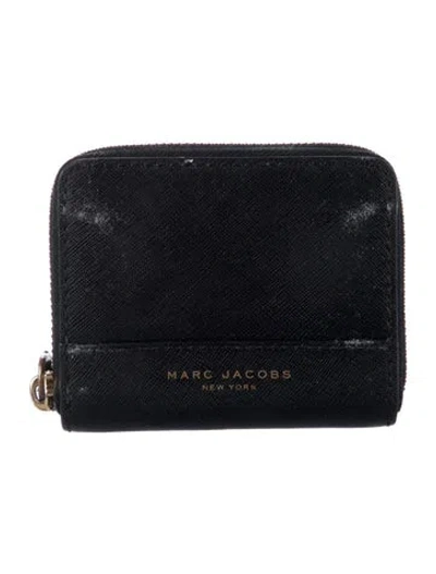 Pre-owned Marc Jacobs Leather Coin Pouch In Black