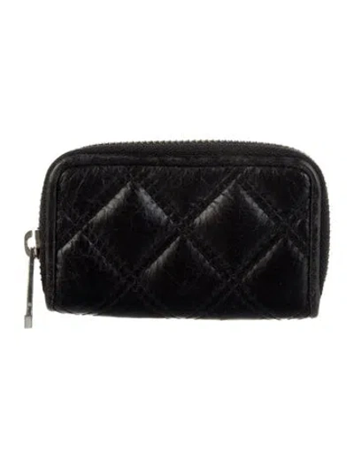 Pre-owned Marc Jacobs Leather Coin Pouch In Black