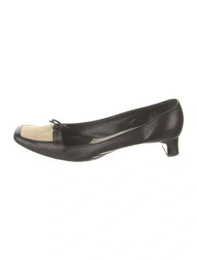 Pre-owned Marc Jacobs Leather Colorblock Pattern Ballet Flats In Black