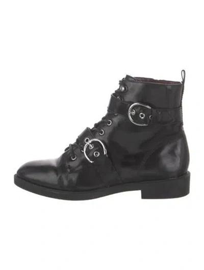 Pre-owned Marc Jacobs Leather Colorblock Pattern Combat Boots In Black