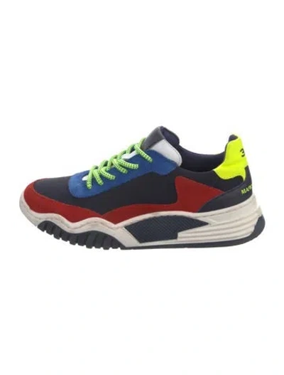 Pre-owned Marc Jacobs Leather Colorblock Pattern Sneakers In Blue