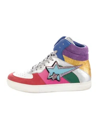 Pre-owned Marc Jacobs Leather Colorblock Pattern Sneakers In Red