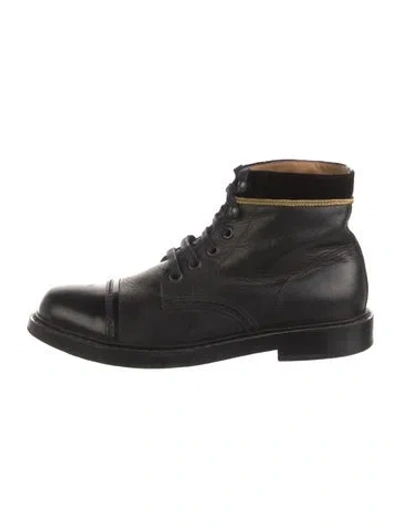 Pre-owned Marc Jacobs Leather Combat Boots In Black