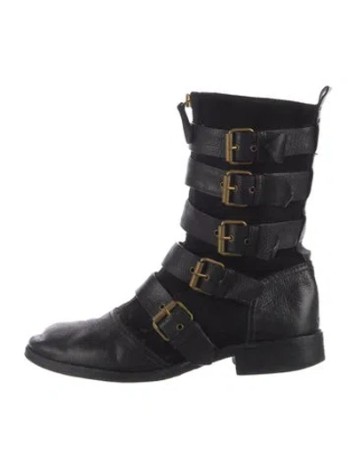 Pre-owned Marc Jacobs Leather Combat Boots In Black