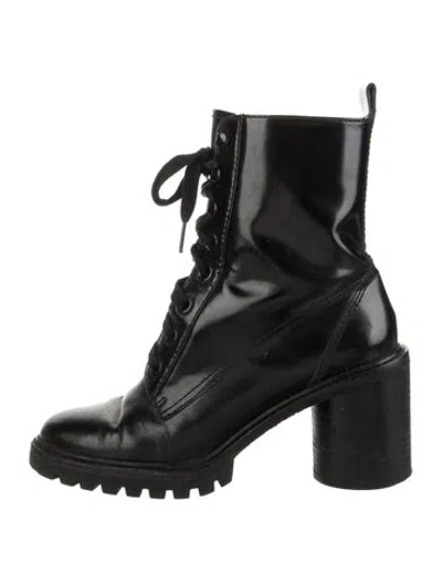 Pre-owned Marc Jacobs Leather Combat Boots In Black
