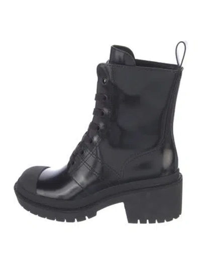 Pre-owned Marc Jacobs Leather Combat Boots In Black/blue