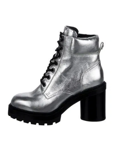 Pre-owned Marc Jacobs Leather Combat Boots In Silver