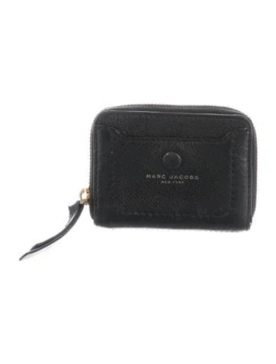 Pre-owned Marc Jacobs Leather Compact Wallet In Black