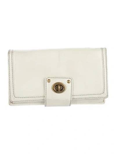Pre-owned Marc Jacobs Leather Compact Wallet In Neutral