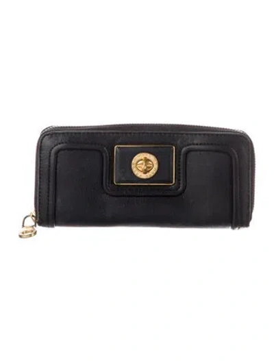 Pre-owned Marc Jacobs Leather Continental Wallet In Black