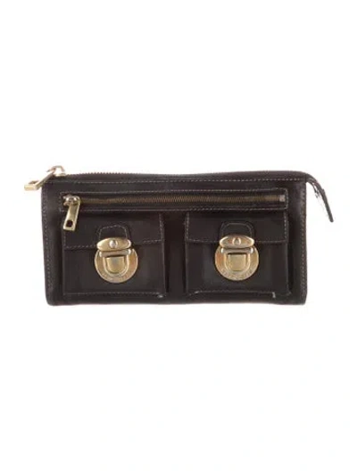 Pre-owned Marc Jacobs Leather Continental Wallet In Black