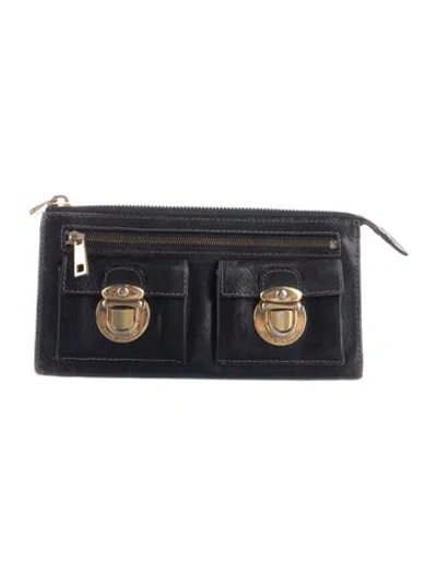 Pre-owned Marc Jacobs Leather Continental Wallet In Black