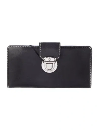 Pre-owned Marc Jacobs Leather Continental Wallet In Black