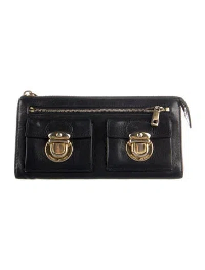 Pre-owned Marc Jacobs Leather Continental Wallet In Black
