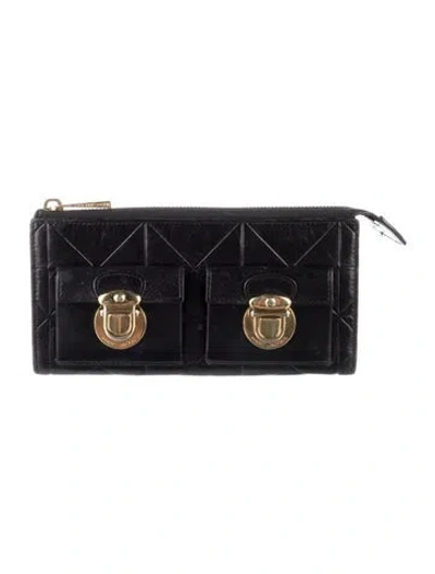 Pre-owned Marc Jacobs Leather Continental Wallet In Black