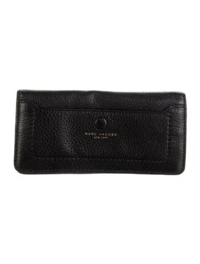 Pre-owned Marc Jacobs Leather Continental Wallet In Black
