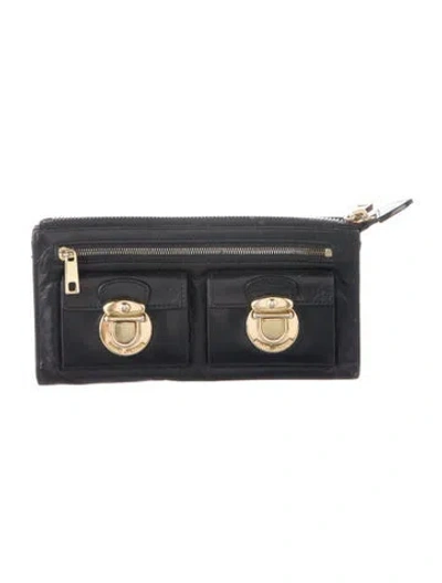 Pre-owned Marc Jacobs Leather Continental Wallet In Black