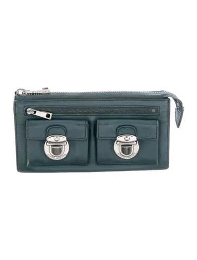 Pre-owned Marc Jacobs Leather Continental Wallet In Green