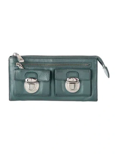 Pre-owned Marc Jacobs Leather Continental Wallet In Green