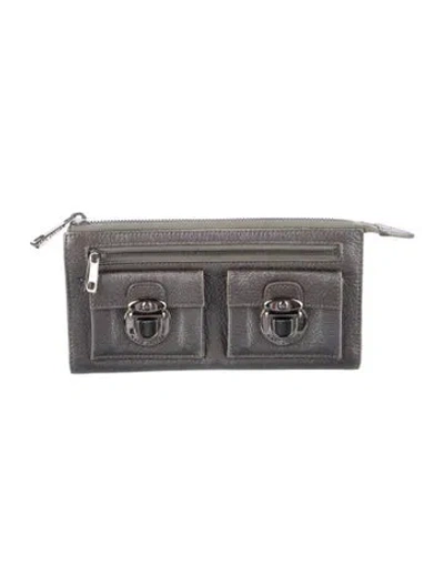 Pre-owned Marc Jacobs Leather Continental Wallet In Metallic