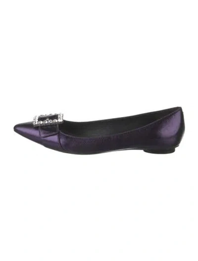 Pre-owned Marc Jacobs Leather Crystal Embellishments Ballet Flats In Purple