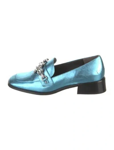 Pre-owned Marc Jacobs Leather Crystal Embellishments Loafers