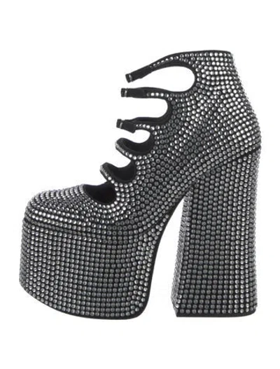 Pre-owned Marc Jacobs Leather Crystal Embellishments Pumps In Black/metallic