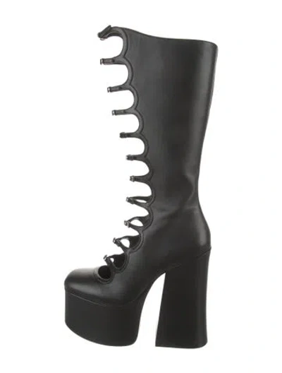 Pre-owned Marc Jacobs Leather Cutout Accent Boots In Black