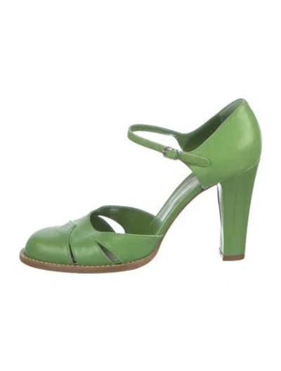 Pre-owned Marc Jacobs Leather Cutout Accent D'orsay Pumps In Green
