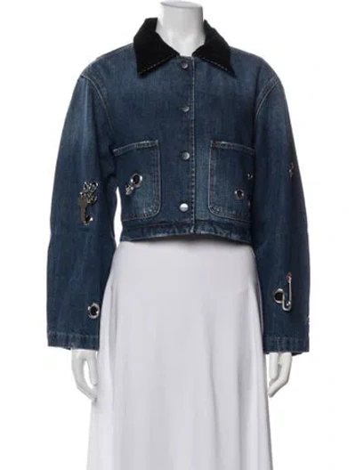Pre-owned Marc Jacobs Leather Denim Jacket In Blue