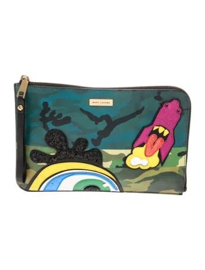 Pre-owned Marc Jacobs Leather Floral Print Pouch In Multi