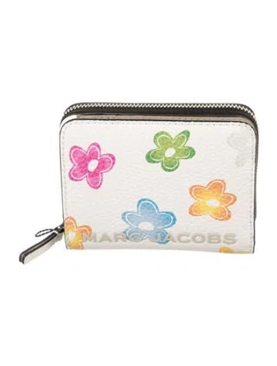 Pre-owned Marc Jacobs Leather Floral Print Wallet W/ Tags In White