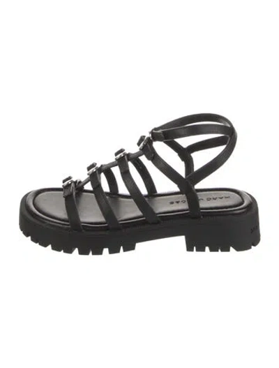 Pre-owned Marc Jacobs Leather Gladiator Sandals In Black