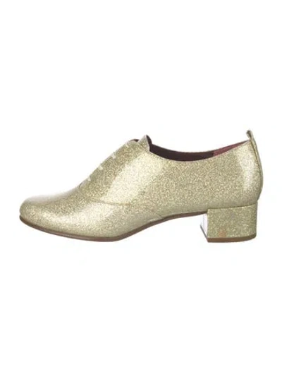 Pre-owned Marc Jacobs Leather Glitter Accents Pumps In Gold