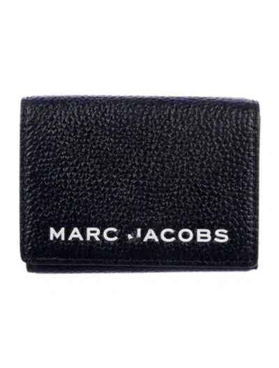 Pre-owned Marc Jacobs Leather Graphic Print Bifold Wallet In Black