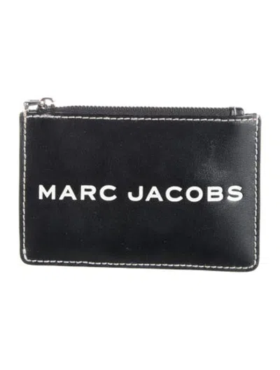 Pre-owned Marc Jacobs Leather Graphic Print Card Holder In Black