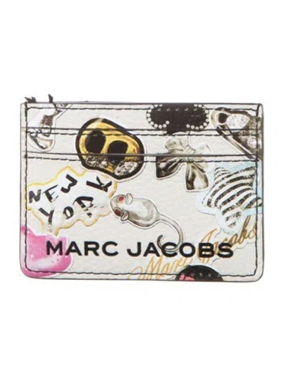 Pre-owned Marc Jacobs Leather Graphic Print Card Holder W/ Tags In Neutrals