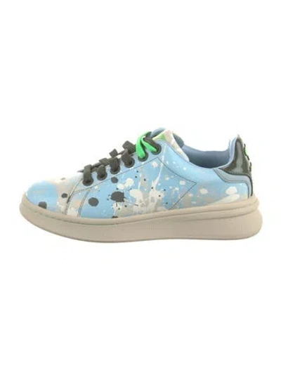 Pre-owned Marc Jacobs Leather Graphic Print Chunky Sneakers In Blue